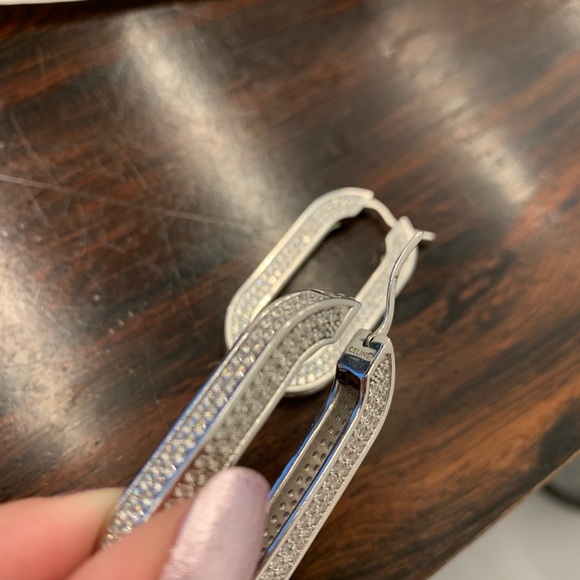 Celine Edwige Crystal Rhodium Hoops - Picture 4 of 8